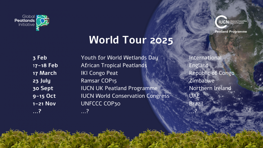 List of tour dates and locations for the Virtual Peatlands Pavilion world tour 2025