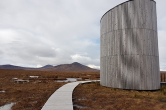 The viewing tower at Forsinard Flows National Nature Reserve.