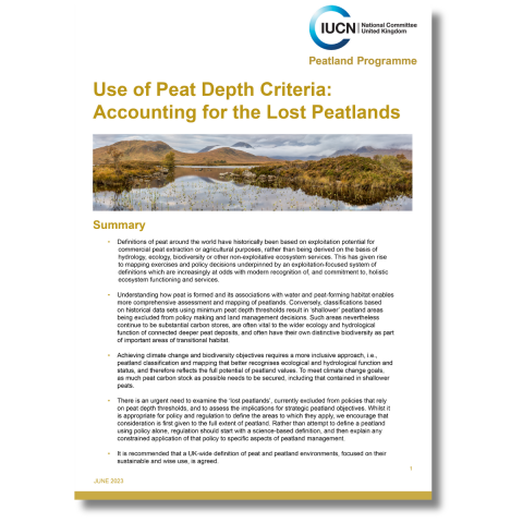Use of peat depth criteria